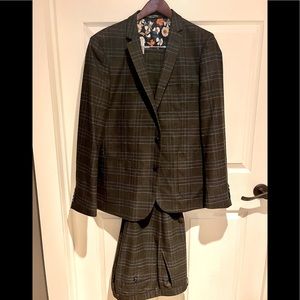 Paisley & Gray Skinny Fit Charcoal and Blue Suit